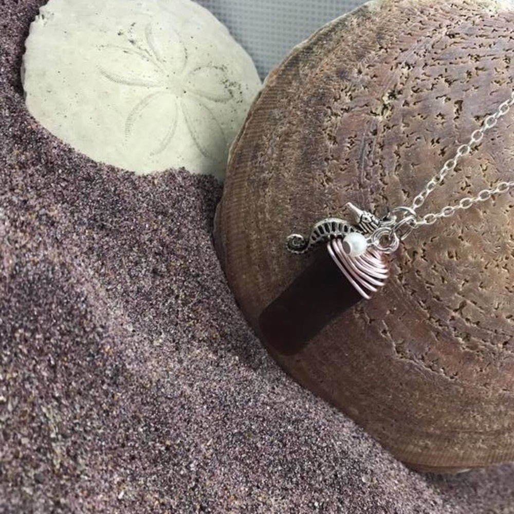 Authentic hand drilled sea glass necklace